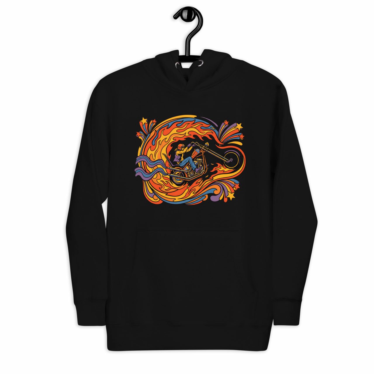 Biker Hoodie „Flaming Ride“ – Großer Frontprint im Retro Style