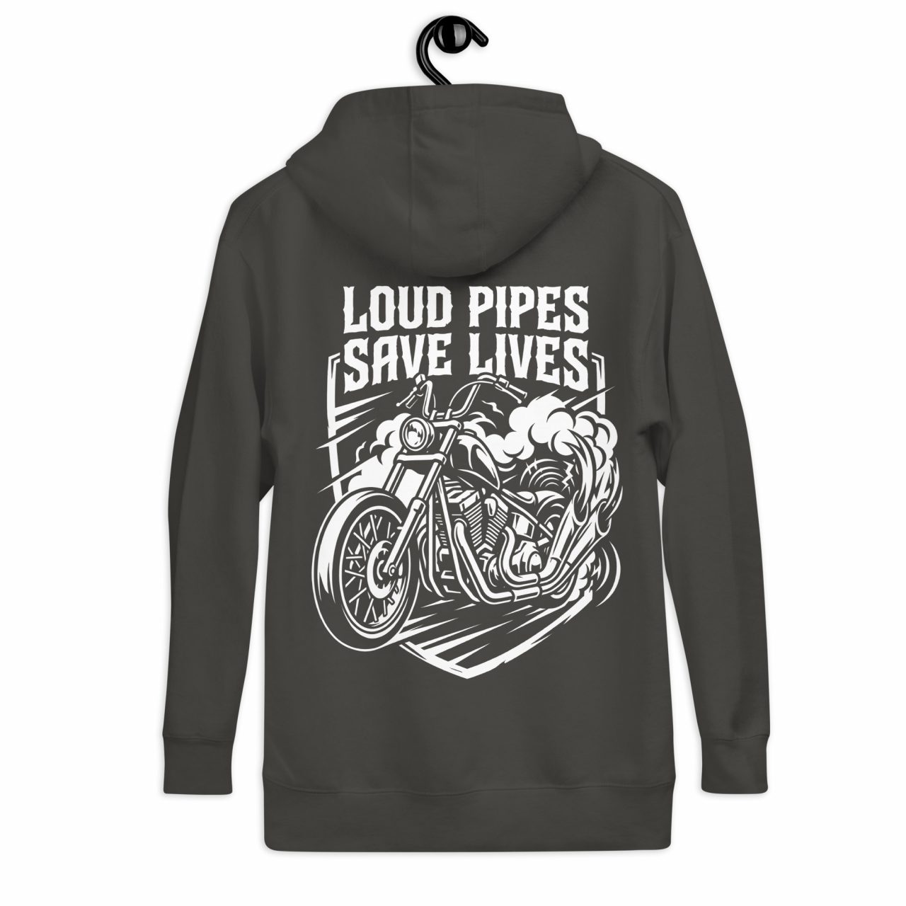 Biker Hoodie „Loud Pipes Save Lives“ – Front & Backprint