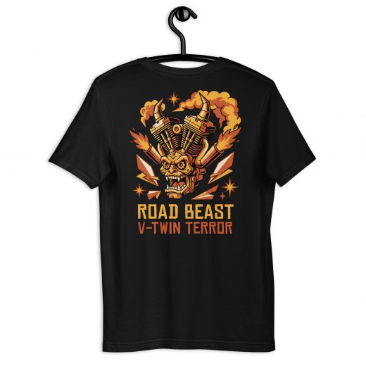 Biker T-Shirt „Road Beast – V-Twin Terror“ – Frontprint & starker Backprint