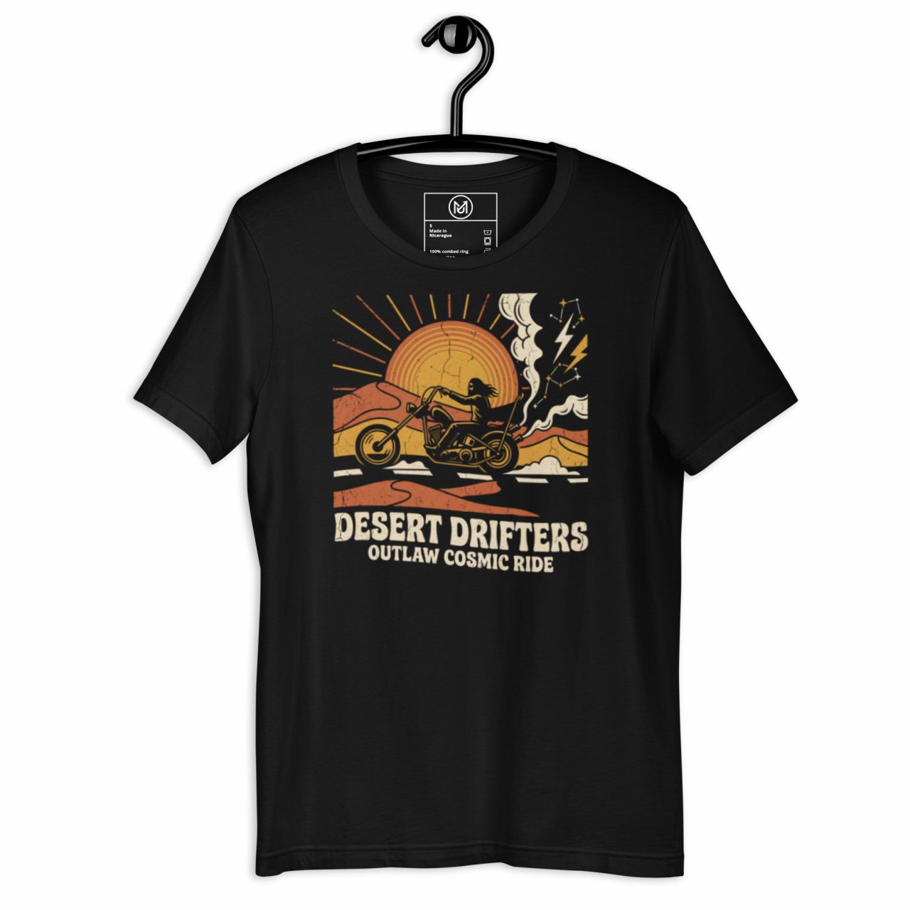 Biker T-Shirt „Desert Drifters – Outlaw Cosmic Ride“ – Retro Frontprint