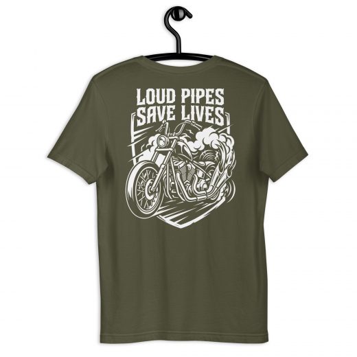 T-Shirt „Loud Pipes Save Lives“ – Biker Statement Shirt