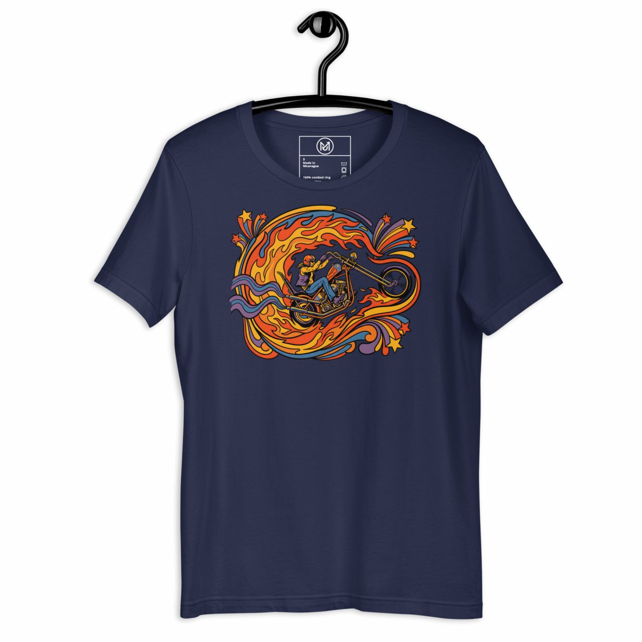 Biker T-Shirt „Flaming Ride“ – Großer Frontprint im Retro Style