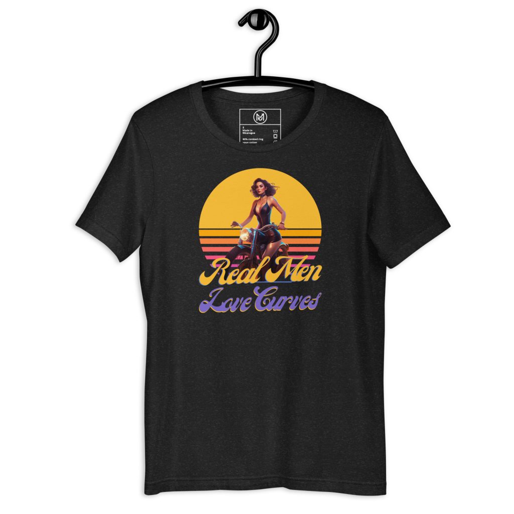 Biker T-Shirt „Real Men Love Curves“ – Kurven machen das Leben spannend