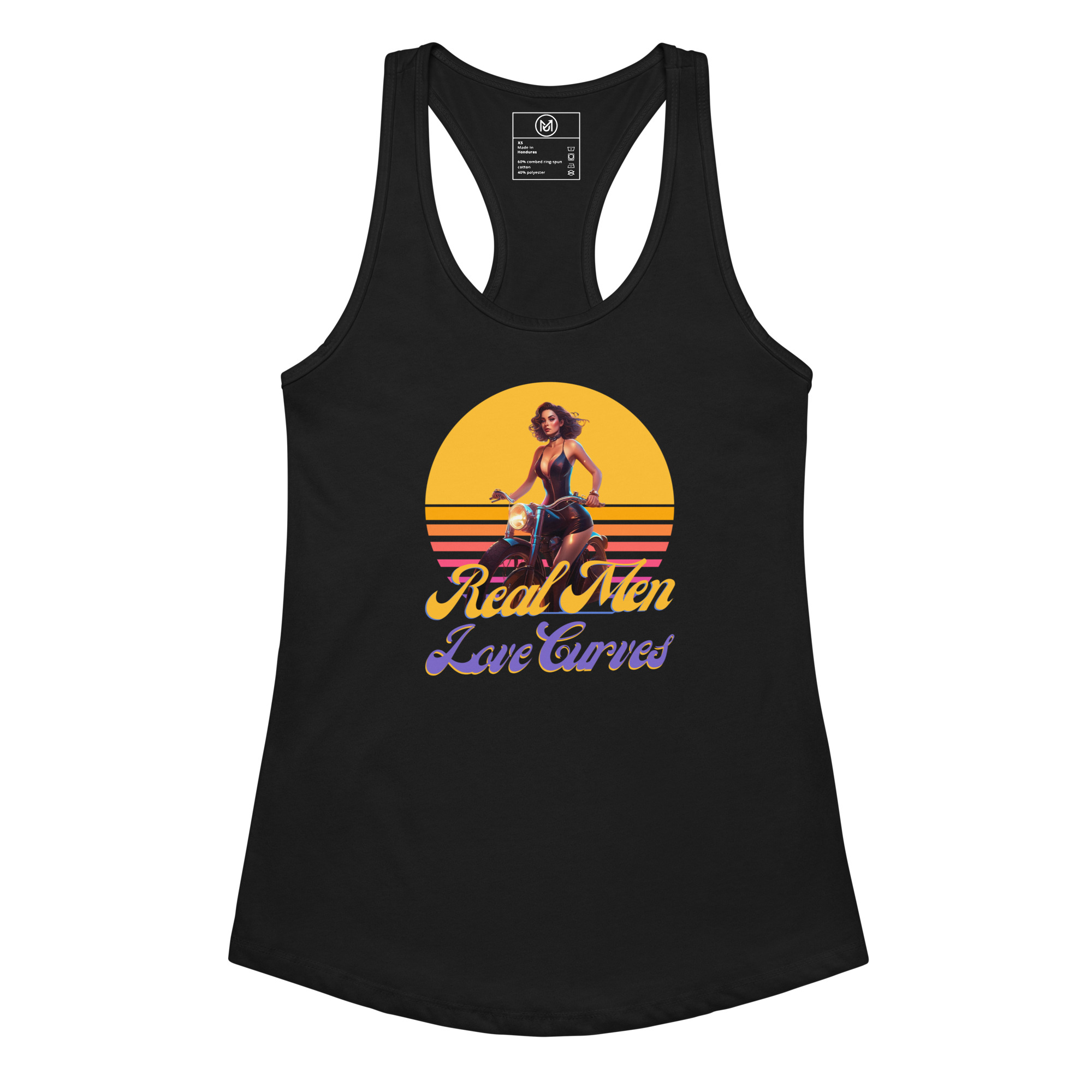 „Real Men Love Curves“ – Motorrad Top im Retro-Look