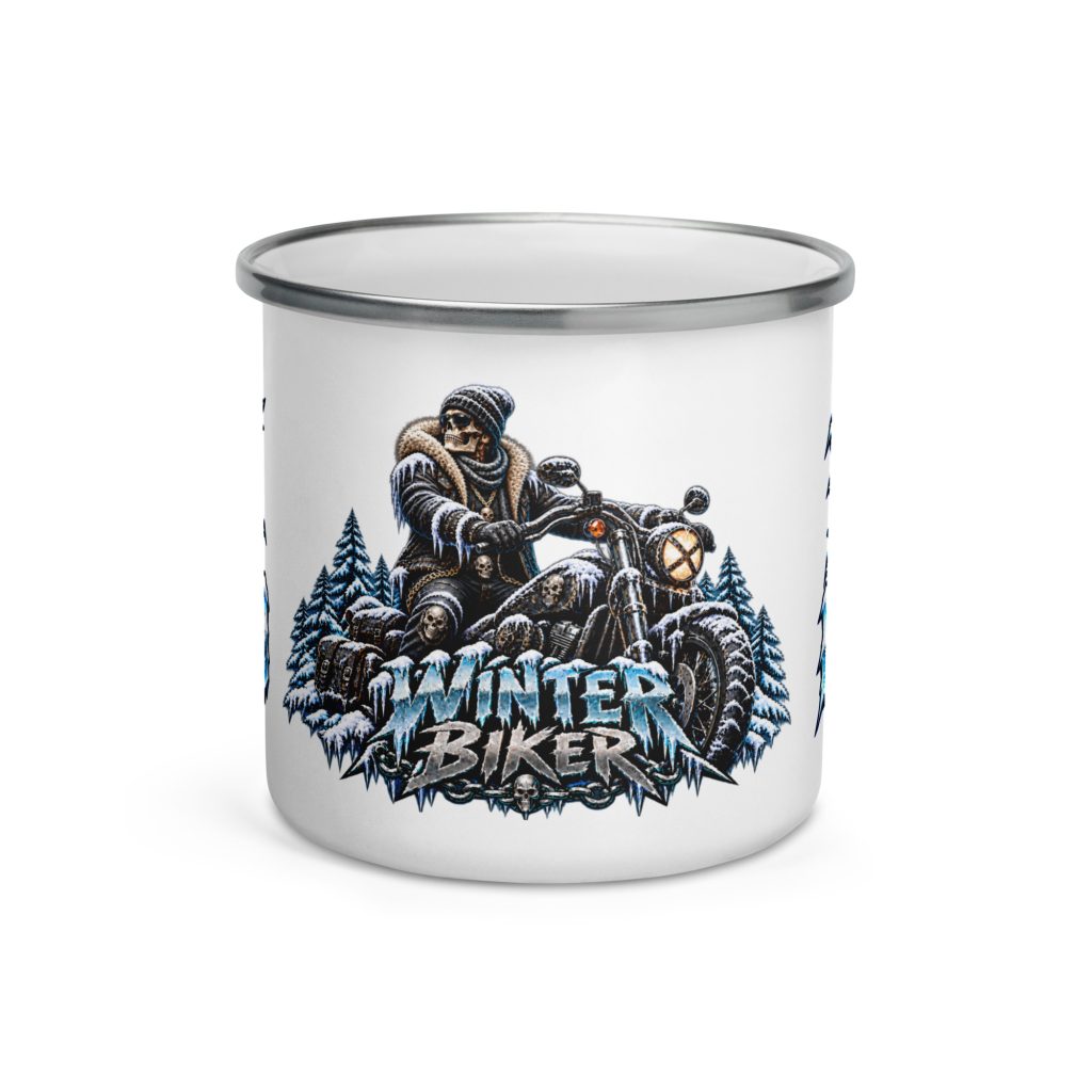 Emailletasse „Too Cold For Hell“