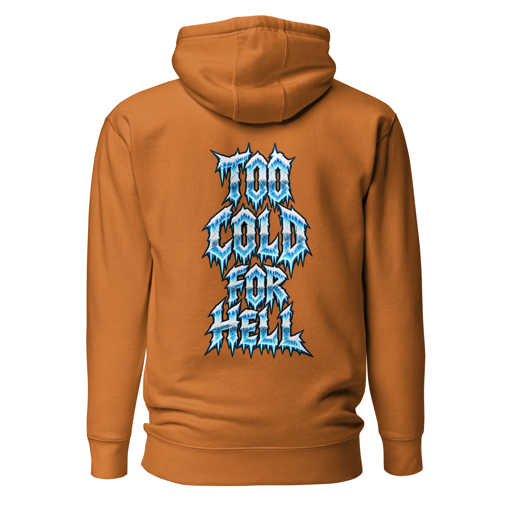 Winter Biker Hoodie „Too Cold For Hell“ – Motorrad Kapuzenpullover mit Front- & Rückenprint – Bild 9