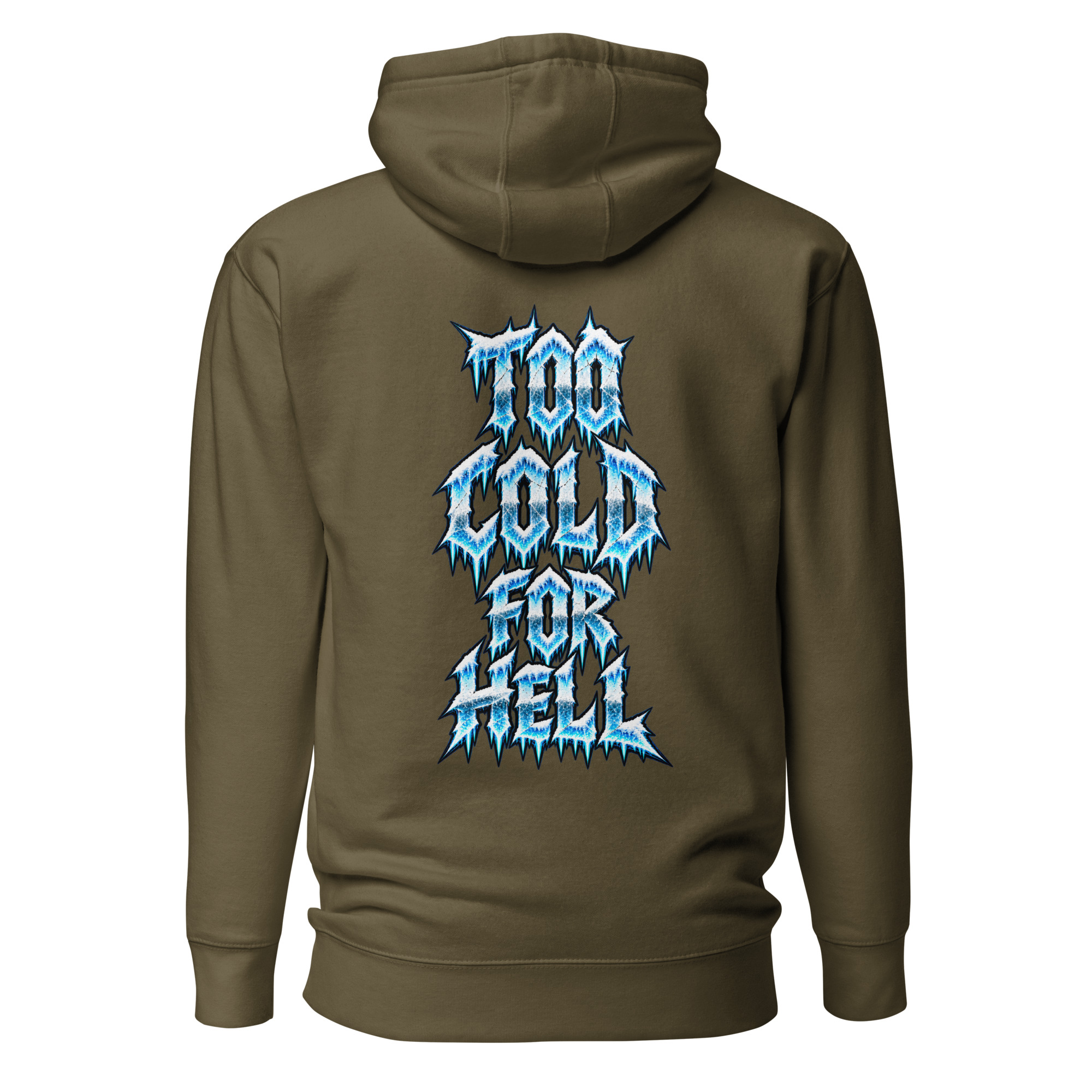 Winter Biker Hoodie „Too Cold For Hell“ – Motorrad Kapuzenpullover mit Front- & Rückenprint – Bild 8